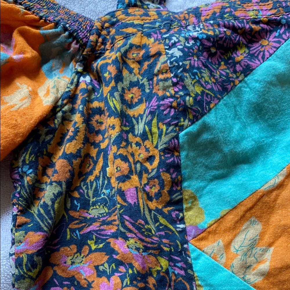 Anthropologie - Love the Label Colorful Patchwork Off the Shoulder Crop Top - Picture 6 of 10